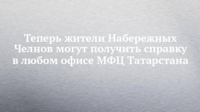 Теперь жители Набережных Челнов могут получить справку в любом офисе МФЦ Татарстана