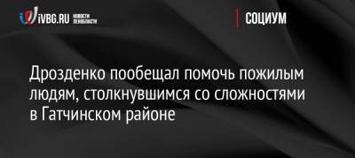 Дрозденко пообещал помочь пожилым людям, столкнувшимся со сложностями в Гатчинском районе