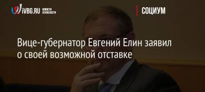 Вице-губернатор Евгений Елин заявил о своей возможной отставке