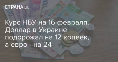 Курс НБУ на 16 февраля. Доллар в Украине подорожал на 12 копеек, а евро - на 24