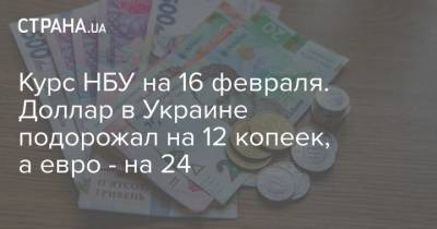 Курс НБУ на 16 февраля. Доллар в Украине подорожал на 12 копеек, а евро – на 24