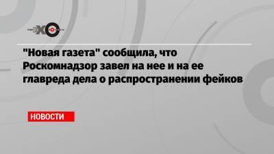 «Новая газета» сообщила, что Роскомнадзор завел на нее и на ее главреда дела о распространении фейков