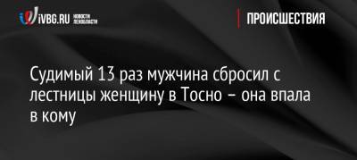 Судимый 13 раз мужчина сбросил с лестницы женщину в Тосно – она впала в кому