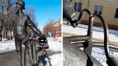 На памятнике Столлю в центре Воронежа починили сломанный руль