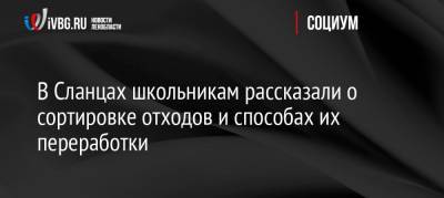 В Сланцах школьникам рассказали о сортировке отходов и способах их переработки