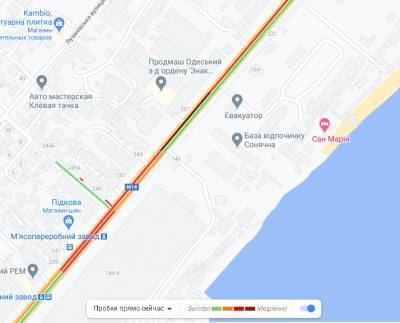 Пробки в Одессе: на ключевых дорогах и развязках затруднено движение транспорта (карта)
