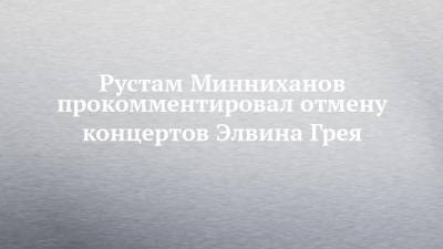 Рустам Минниханов прокомментировал отмену концертов Элвина Грея