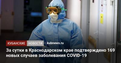 За сутки в Краснодарском крае подтверждено 169 новых случаев заболевания COVID-19