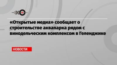 «Открытые медиа» сообщает о строительстве аквапарка рядом с винодельческим комплексом в Геленджике