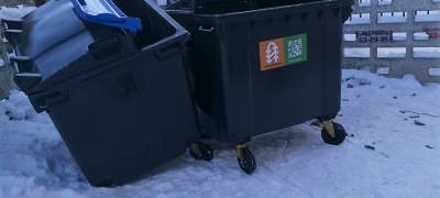 В Петрозаводске вандалы оставили без колёс новый мусорный контейнер