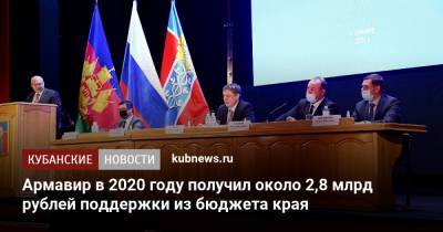 Армавир в 2020 году получил около 2,8 млрд рублей поддержки из бюджета края