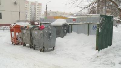 Завалы снега на Ладожской осложняют очистку мусорных контейнеров