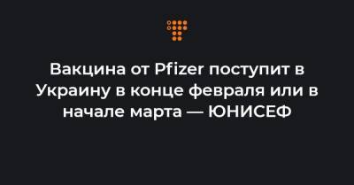 Вакцина от Pfizer поступит в Украину в конце февраля или в начале марта — ЮНИСЕФ