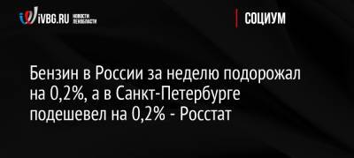 Бензин в России за неделю подорожал на 0,2%, а в Санкт-Петербурге подешевел на 0,2% — Росстат