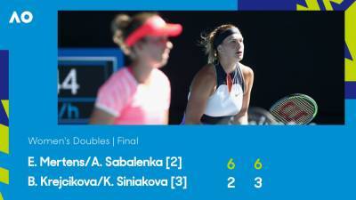 Соболенко и Мертенс выиграли Australian open в женском парном разряде