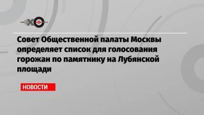 Совет Общественной палаты Москвы определяет список для голосования горожан по памятнику на Лубянской площади