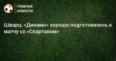 Шварц: «Динамо» хорошо подготовилось к матчу со «Спартаком»