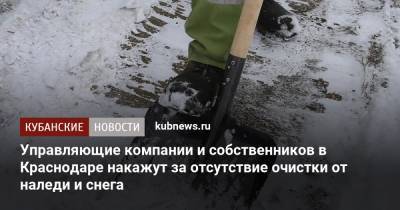 Управляющие компании и собственников в Краснодаре накажут за отсутствие очистки от наледи и снега