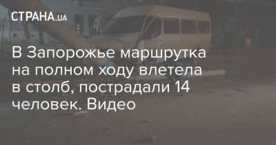 В Запорожье маршрутка на полном ходу влетела в столб, пострадали 14 человек. Видео