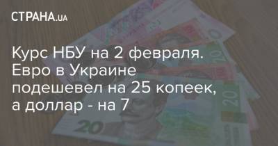 Курс НБУ на 2 февраля. Евро в Украине подешевел на 25 копеек, а доллар - на 7