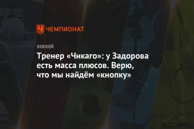 Тренер «Чикаго»: у Задорова есть масса плюсов. Верю, что мы найдём «кнопку»