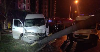 В Запорожье маршрутка влетела в столб: травмированы 14 пассажиров