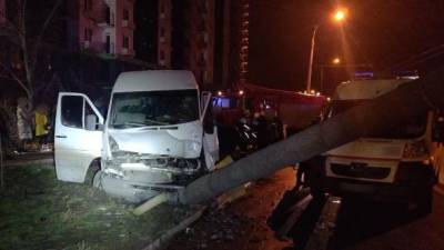 В Запорожье маршрутка въехала в электроопору, в результате - 14 пострадавших, водитель скрылся