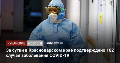 За сутки в Краснодарском крае подтверждено 162 случая заболевания COVID-19