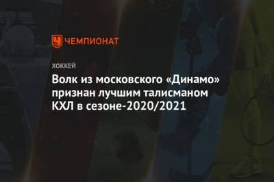 Волк из московского Динамо признан лучшим талисманом КХЛ в сезоне-2020/2021
