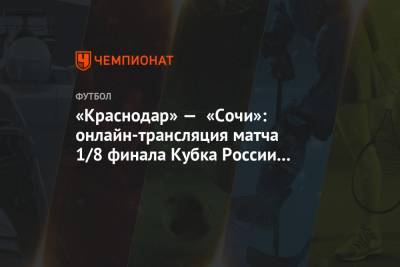 «Краснодар» — «Сочи»: онлайн-трансляция матча 1/8 финала Кубка России начнётся в 17:00