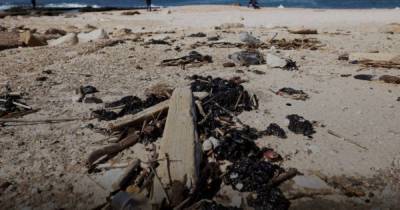 Пляжи Израиля почернели после разлива нефти в море