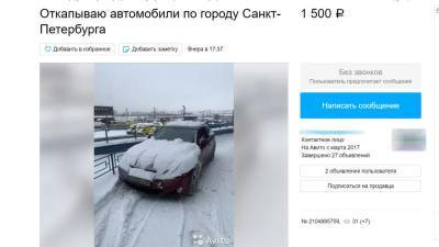 Петербуржцы предложили откапывать машины от снега за деньги