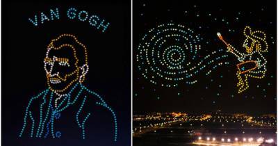 В Китае установили мировой рекорд: в ночное небо запустили 600 дронов и воссоздали картины Ван Гога (видео)