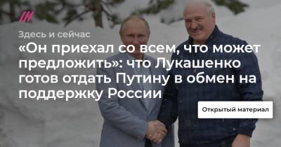 «Он приехал со всем, что может предложить»: что Лукашенко готов отдать Путину в обмен на поддержку России