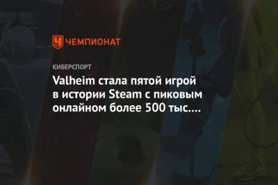 Valheim стала пятой игрой в истории Steam с пиковым онлайном более 500 тыс. человек
