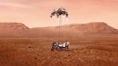 НАСА показало кадры посадки марсохода на поверхность Красной планеты