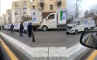 Колона грузовиков, предназначенных для перевозки вакцины от коронавируса, попала в ДТП в Ташкенте