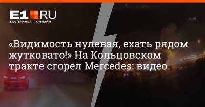 «Видимость нулевая, ехать рядом жутковато!» На Кольцовском тракте сгорел Mercedes: видео