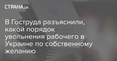 В Гоструда разъяснили, какой в Украине порядок увольнения рабочего по собственному желанию