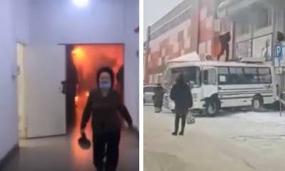 Торговый центр загорелся в российском городе: люди спасались через окно на крышу автобуса
