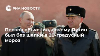 Песков объяснил, почему Путин был без шапки в 20-градусный мороз