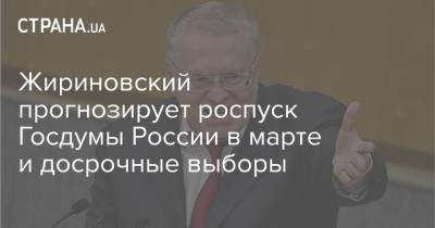 Жириновский прогнозирует роспуск Госдумы России в марте и досрочные выборы