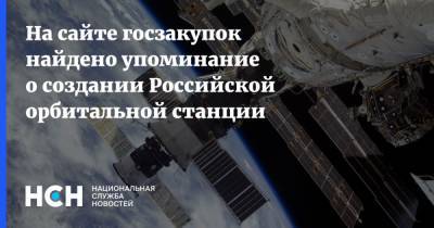 На сайте госзакупок найдено упоминание о создании Российской орбитальной станции