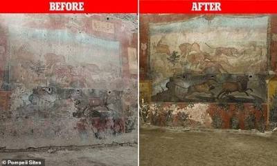 Ученые восстановили восхитительную фреску в Помпеях (ВИДЕО)