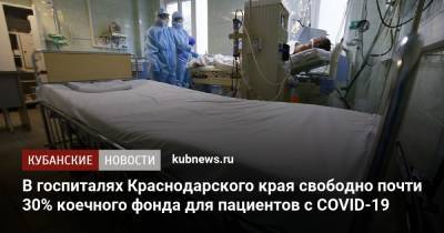 В госпиталях Краснодарского края свободно почти 30% коечного фонда для пациентов с COVID-19