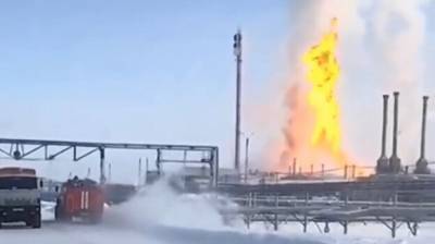На Ямале горит газодобывающий объект Юбилейное