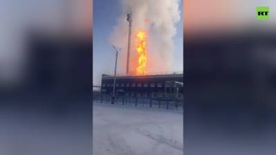 Пожар на газовом месторождении на Ямале — видео