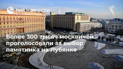 Более 300 тысяч москвичей проголосовали за выбор памятника на Лубянке