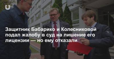 Защитник Бабарико и Колесниковой подал жалобу в суд на лишение его лицензии — но ему отказали