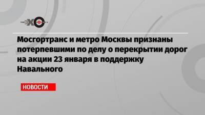 Мосгортранс и метро Москвы признаны потерпевшими по делу о перекрытии дорог на акции 23 января в поддержку Навального